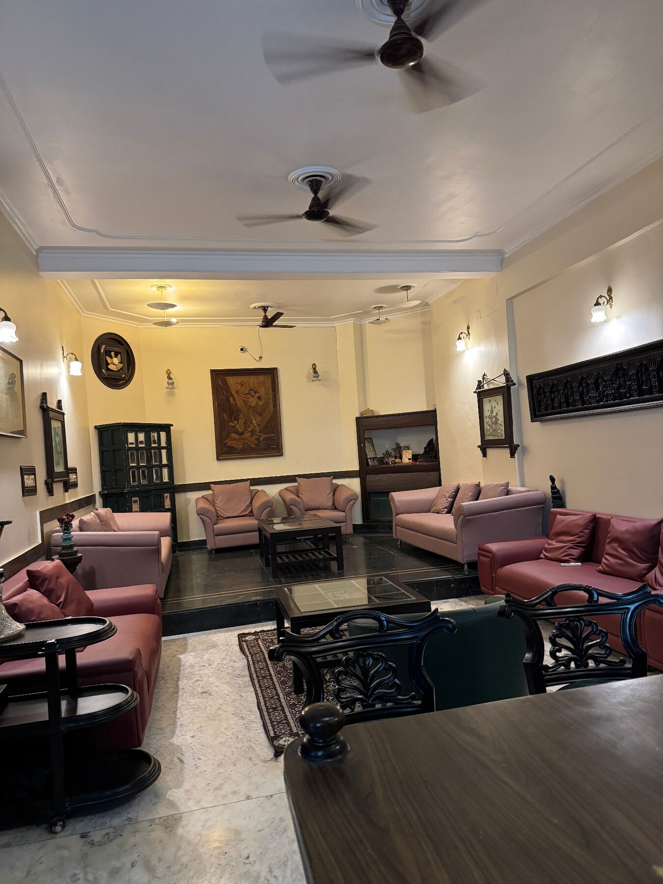 Vintage drawing room with carved furnishings